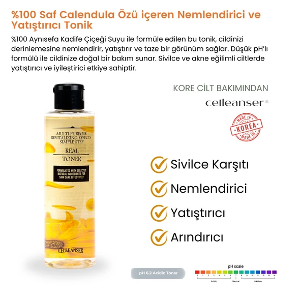 CELLEANSER Calendula Içeren Nemlendirici, Yatıştırıcı, Besleyici, Iltihaplı Akne Karşıtı Yüz Tonik ürün görseli 1