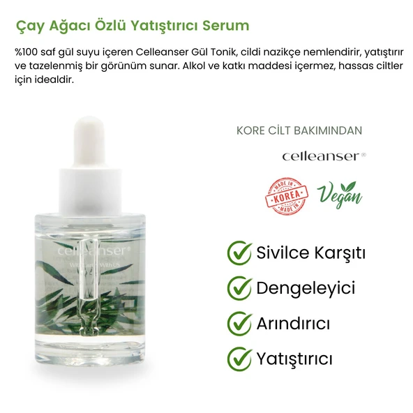 CELLEANSER Çay Ağacı Özü Içeren Sivilce Ve Akne Karşıtı, Temizleyici, Dengeleyici Yüz Serumu ürün görseli 1