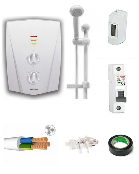 Cemsan C3300 Elektrıklı  Şofben Kablo Uzunluk Seceneklı Orjınal Paket ürün görseli 1