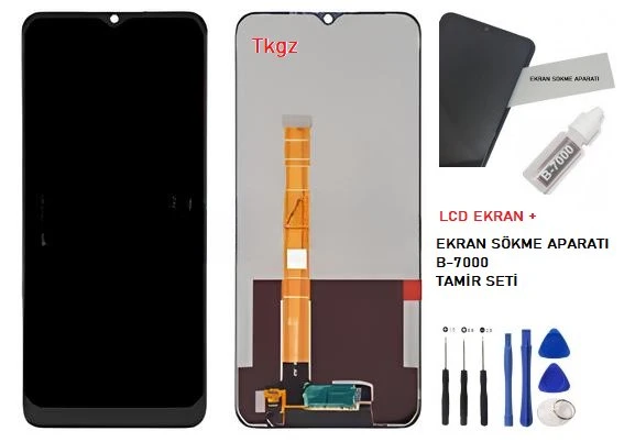 Tkgz - Oppo Realme C25Y Lcd Ekran Dokunmatik -A- Kalite + B-7000 + TAMİR SETİ ürün görseli 1