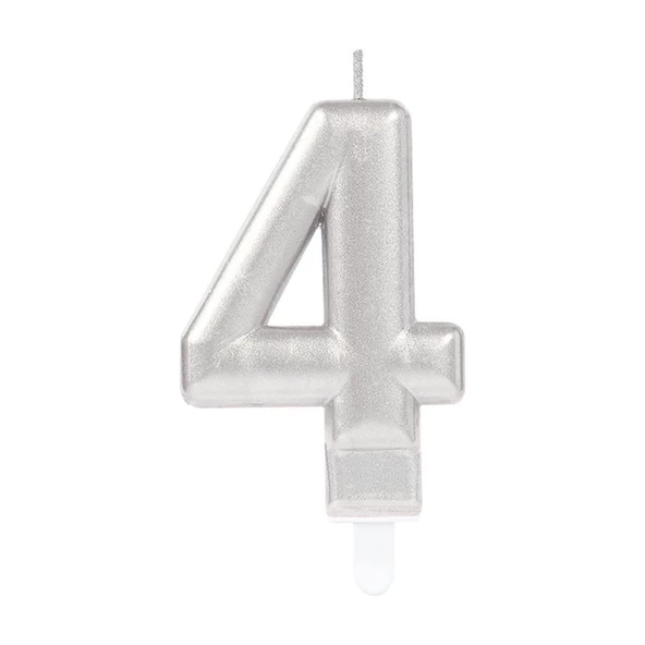 4 Rakam Mum Gümüş Renk ürün görseli 1