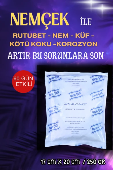 Ev Nemçek, Nem Alıcı Tutucu Rutubet Giderici Önleyici Korozyon Önleyici Koku Giderici 200 gr 1 Paket ürün görseli 1