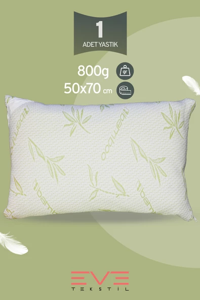 Bamboo Serisi Kılıflı Antialerjik Fermuarlı Yıkanabilir Antialerjik Silikon Elyaf Yastık 50x70cm 800 gr ürün görseli 1
