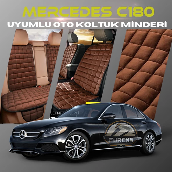 Mercedes C180 Kahverengi Renk Tay Tüyü Cepli & Terletmez Sırtlı Oto Koltuk Minder Seti - Koltuk Koruma Kılıfı (ÖN & ARKA TAM SET) ürün görseli 1