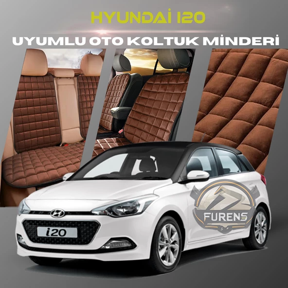 Hyundai İ20 Kahverengi Renk Tay Tüyü Cepli & Terletmez Sırtlı Oto Koltuk Minder Seti - Koltuk Koruma Kılıfı (ÖN & ARKA TAM SET) ürün görseli 1