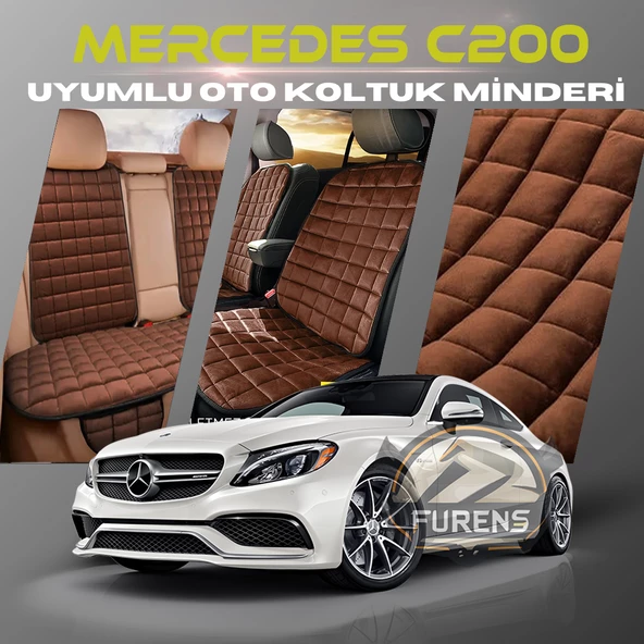 Mercedes C200 Kahverengi Renk Tay Tüyü Cepli & Terletmez Sırtlı Oto Koltuk Minder Seti - Koltuk Koruma Kılıfı (ÖN & ARKA TAM SET) ürün görseli 1