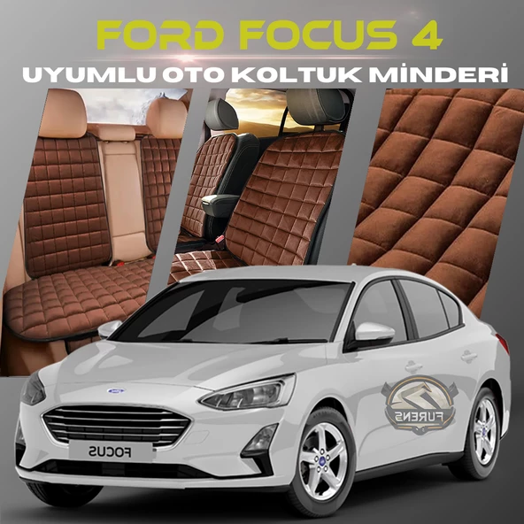 Ford Focus 4 Kahverengi Renk Tay Tüyü Cepli & Terletmez Sırtlı Oto Koltuk Minder Seti - Koltuk Koruma Kılıfı (ÖN & ARKA TAM SET) ürün görseli 1