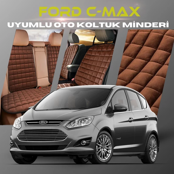 Ford C-MAX Kahverengi Renk Tay Tüyü Cepli & Terletmez Sırtlı Oto Koltuk Minder Seti - Koltuk Koruma Kılıfı (ÖN & ARKA TAM SET) ürün görseli 1