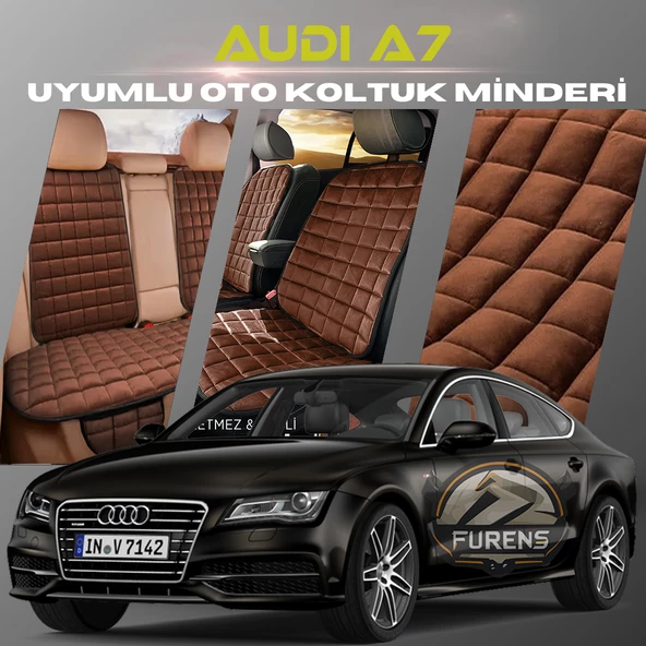 Audi A7 Kahverengi Renk Tay Tüyü Cepli & Terletmez Sırtlı Oto Koltuk Minder Seti - Koltuk Koruma Kılıfı (ÖN & ARKA TAM SET) ürün görseli 1