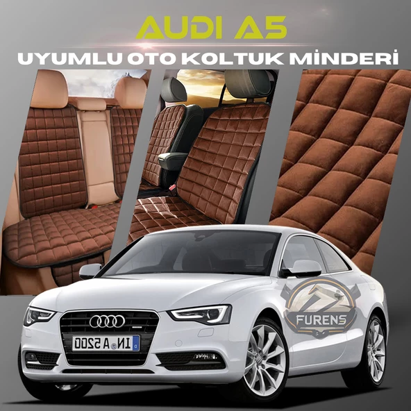 Audi A5 Kahverengi Renk Tay Tüyü Cepli & Terletmez Sırtlı Oto Koltuk Minder Seti - Koltuk Koruma Kılıfı (ÖN & ARKA TAM SET) ürün görseli 1