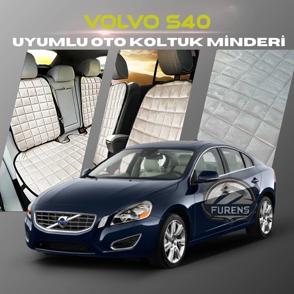 Volvo S40 Bej Renk Tay Tüyü Cepli & Terletmez Sırtlı Oto Koltuk Minder Seti - Koltuk Koruma Kılıfı (ÖN & ARKA TAM SET) ürün görseli 1