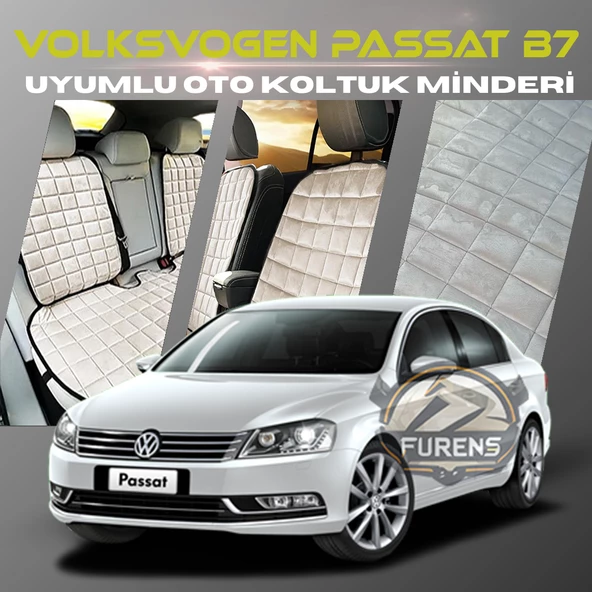 Volksvogen Passat B7 Bej Renk Tay Tüyü Cepli & Terletmez Sırtlı Oto Koltuk Minder Seti - Koltuk Koruma Kılıfı (ÖN & ARKA TAM SET) ürün görseli 1