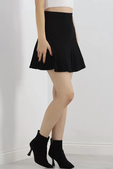 Pileli Mini Etek Siyah - 20167.1859. - Resim 3