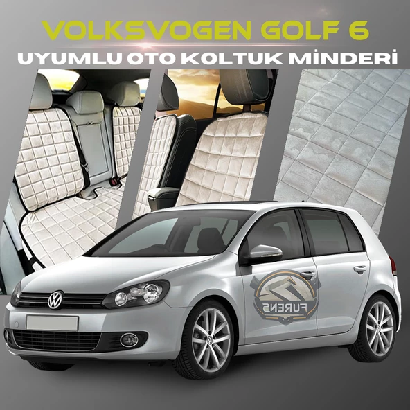 Volksvogen Golf 6 Bej Renk Tay Tüyü Cepli & Terletmez Sırtlı Oto Koltuk Minder Seti - Koltuk Koruma Kılıfı (ÖN & ARKA TAM SET) ürün görseli 1