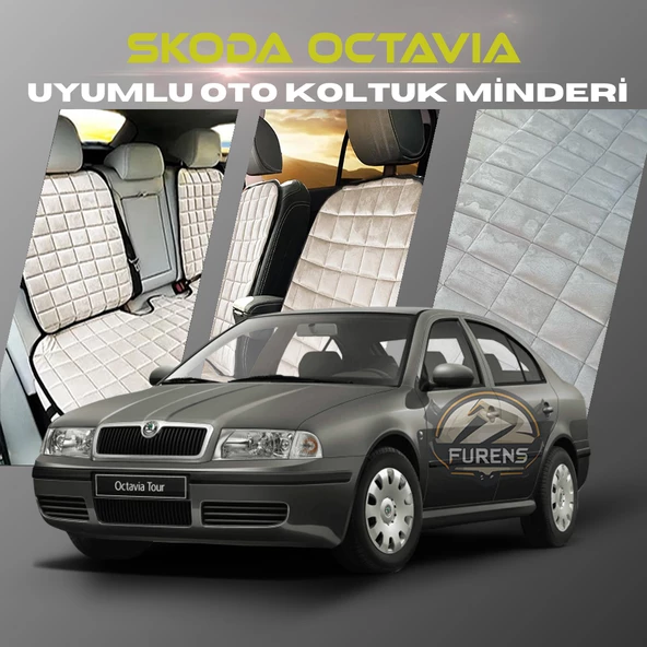 Skoda Octavia Bej Renk Tay Tüyü Cepli & Terletmez Sırtlı Oto Koltuk Minder Seti - Koltuk Koruma Kılıfı (ÖN & ARKA TAM SET) ürün görseli 1