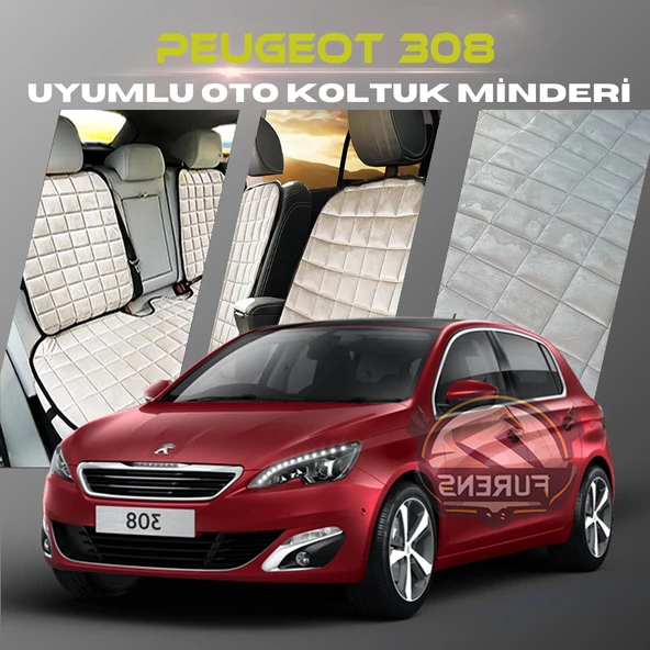 Peugeot 308 Bej Renk Tay Tüyü Cepli & Terletmez Sırtlı Oto Koltuk Minder Seti - Koltuk Koruma Kılıfı (ÖN & ARKA TAM SET) ürün görseli 1