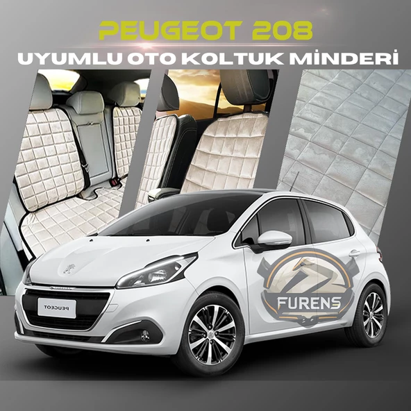 Peugeot 208 Bej Renk Tay Tüyü Cepli & Terletmez Sırtlı Oto Koltuk Minder Seti - Koltuk Koruma Kılıfı (ÖN & ARKA TAM SET) ürün görseli 1
