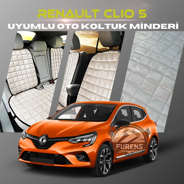 Renault Clio 5 Bej Renk Tay Tüyü Cepli & Terletmez Sırtlı Oto Koltuk Minder Seti - Koltuk Koruma Kılıfı (ÖN & ARKA TAM SET) ürün görseli 1