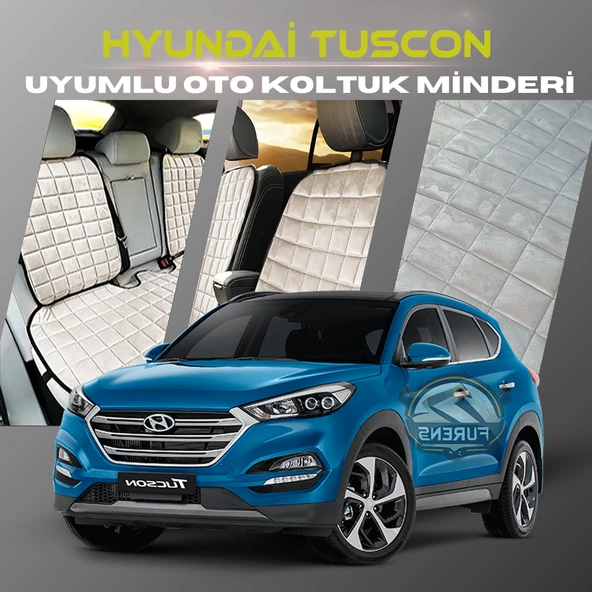 Hyundai Tuscon Bej Renk Tay Tüyü Cepli & Terletmez Sırtlı Oto Koltuk Minder Seti - Koltuk Koruma Kılıfı (ÖN & ARKA TAM SET) ürün görseli 1