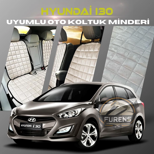 Hyundai İ30 Bej Renk Tay Tüyü Cepli & Terletmez Sırtlı Oto Koltuk Minder Seti - Koltuk Koruma Kılıfı (ÖN & ARKA TAM SET) ürün görseli 1