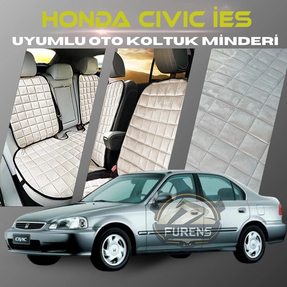 Honda İes Parlak Bej Renk Tay Tüyü Cepli & Terletmez Sırtlı Oto Koltuk Minder Seti - Koltuk Koruma Kılıfı (ÖN & ARKA TAM SET) ürün görseli 1