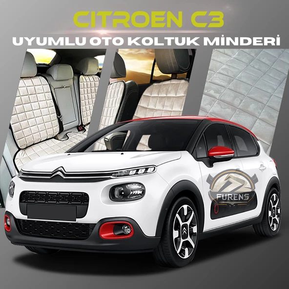 Citroen C3 Bej Renk Tay Tüyü Cepli & Terletmez Sırtlı Oto Koltuk Minder Seti - Koltuk Koruma Kılıfı (ÖN & ARKA TAM SET) ürün görseli 1