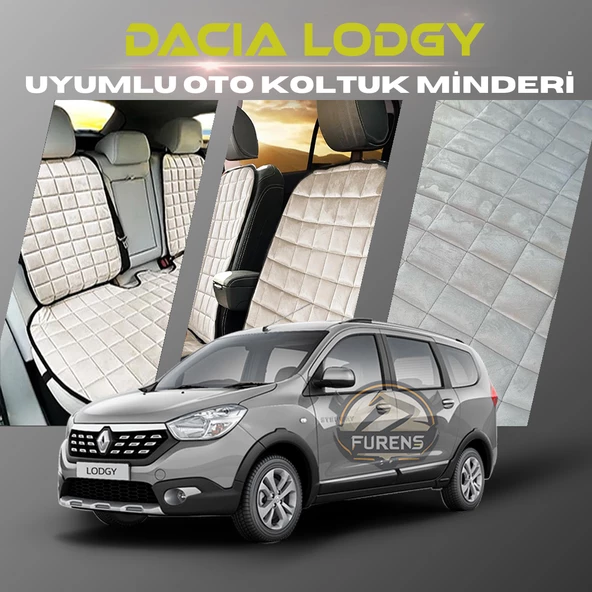 Dacia Lodgy Bej Renk Tay Tüyü Cepli & Terletmez Sırtlı Oto Koltuk Minder Seti - Koltuk Koruma Kılıfı (ÖN & ARKA TAM SET) ürün görseli 1