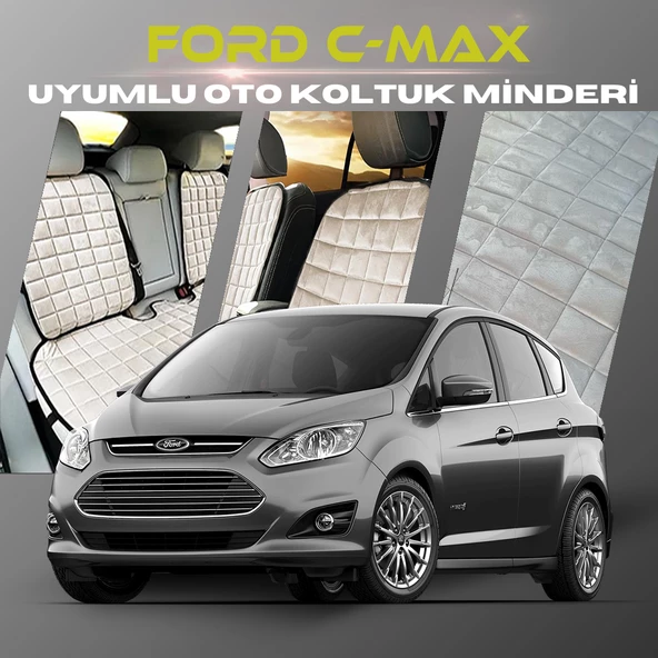 Ford C-MAX Bej Renk Tay Tüyü Cepli & Terletmez Sırtlı Oto Koltuk Minder Seti - Koltuk Koruma Kılıfı (ÖN & ARKA TAM SET) ürün görseli 1