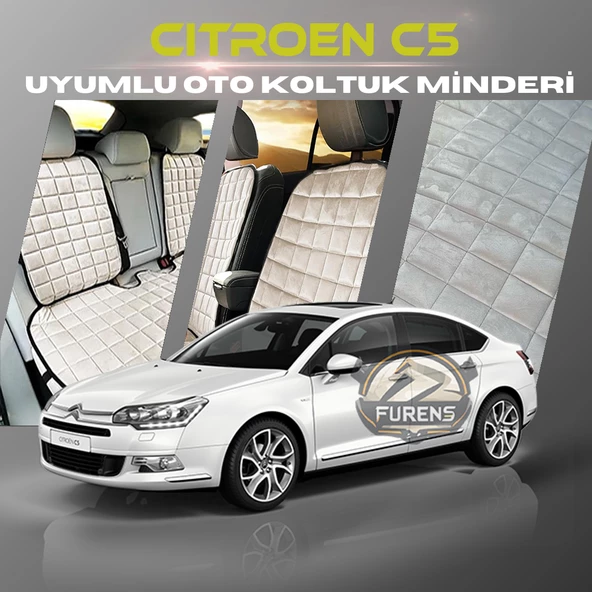Citroen C5 Bej Renk Tay Tüyü Cepli & Terletmez Sırtlı Oto Koltuk Minder Seti - Koltuk Koruma Kılıfı (ÖN & ARKA TAM SET) ürün görseli 1