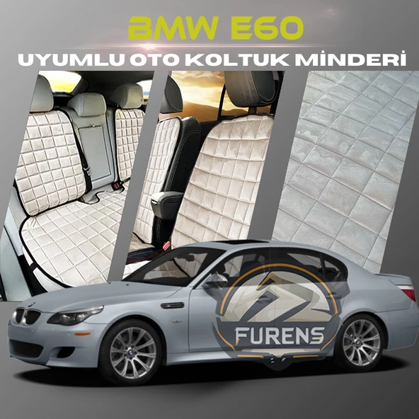 Bmw E60 Bej Renk Tay Tüyü Cepli & Terletmez Sırtlı Oto Koltuk Minder Seti - Koltuk Koruma Kılıfı (ÖN & ARKA TAM SET) ürün görseli 1