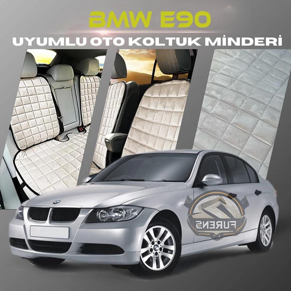 Bmw E90 Bej Renk Tay Tüyü Cepli & Terletmez Sırtlı Oto Koltuk Minder Seti - Koltuk Koruma Kılıfı (ÖN & ARKA TAM SET) ürün görseli 1