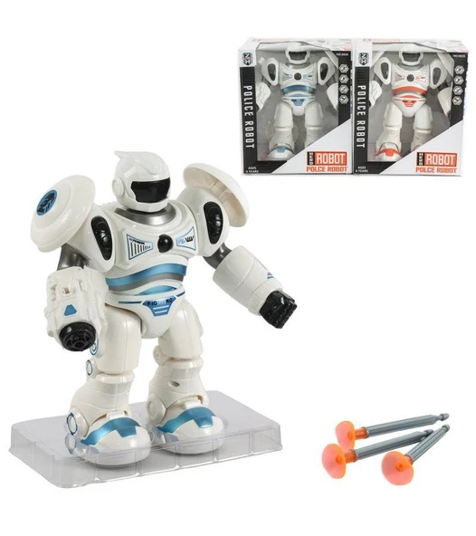 Pilli Sesli Ok Atan Kırmızı ve Beyaz Renkli Robot - Mavi Su Dünyası ürün görseli 1