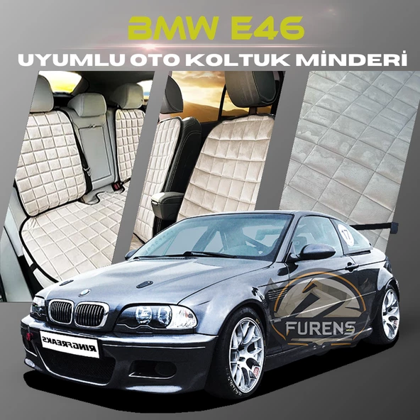 Bmw E46 Bej Renk Tay Tüyü Cepli & Terletmez Sırtlı Oto Koltuk Minder Seti - Koltuk Koruma Kılıfı (ÖN & ARKA TAM SET) ürün görseli 1