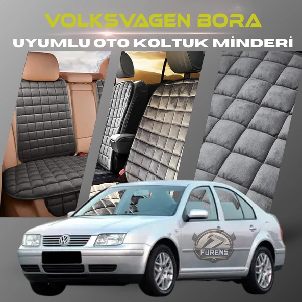Volksvogen Bora Antrasit Renk Tay Tüyü Cepli & Terletmez Sırtlı Oto Koltuk Minder Seti - Koltuk Koruma Kılıfı (ÖN & ARKA TAM SET) ürün görseli 1