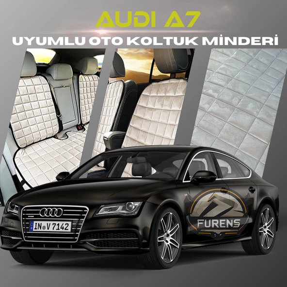 Audi A7 Bej Renk Tay Tüyü Cepli & Terletmez Sırtlı Oto Koltuk Minder Seti - Koltuk Koruma Kılıfı (ÖN & ARKA TAM SET) ürün görseli 1