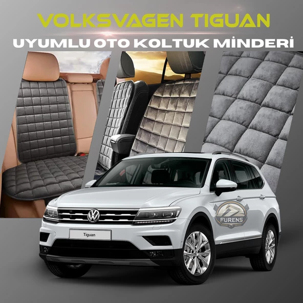Volksvogen Tiguan Antrasit Renk Tay Tüyü Cepli & Terletmez Sırtlı Oto Koltuk Minder Seti - Koltuk Koruma Kılıfı (ÖN & ARKA TAM SET) ürün görseli 1
