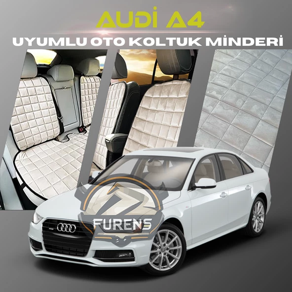 Audi A4 Bej Renk Tay Tüyü Cepli & Terletmez Sırtlı Oto Koltuk Minder Seti - Koltuk Koruma Kılıfı (ÖN & ARKA TAM SET) ürün görseli 1