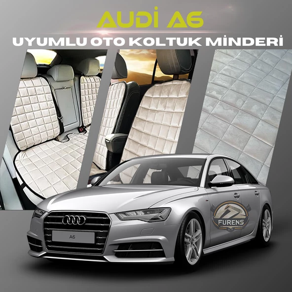 Audi A6  Bej Renk Tay Tüyü Cepli & Terletmez Sırtlı Oto Koltuk Minder Seti - Koltuk Koruma Kılıfı (ÖN & ARKA TAM SET) ürün görseli 1