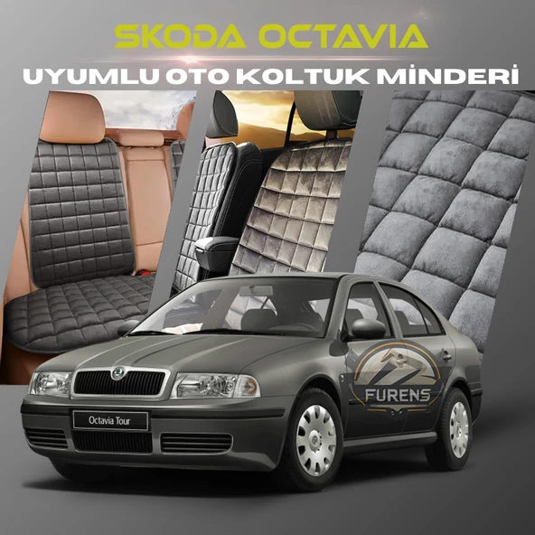Skoda Octavia Antrasit Renk Tay Tüyü Cepli & Terletmez Sırtlı Oto Koltuk Minder Seti - Koltuk Koruma Kılıfı (ÖN & ARKA TAM SET) ürün görseli 1