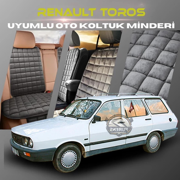 Renault Toros Antrasit Renk Tay Tüyü Cepli & Terletmez Sırtlı Oto Koltuk Minder Seti - Koltuk Koruma Kılıfı (ÖN & ARKA TAM SET) ürün görseli 1