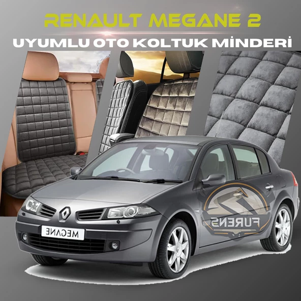 Renault Megane 2 Antrasit Renk Tay Tüyü Cepli & Terletmez Sırtlı Oto Koltuk Minder Seti - Koltuk Koruma Kılıfı (ÖN & ARKA TAM SET) ürün görseli 1