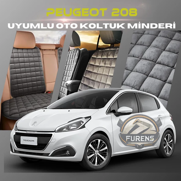 Peugeot 208 Antrasit Renk Tay Tüyü Cepli & Terletmez Sırtlı Oto Koltuk Minder Seti - Koltuk Koruma Kılıfı (ÖN & ARKA TAM SET) ürün görseli 1