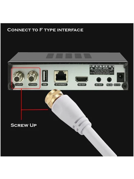 5 M RG6-U6 F Konnektörlü Hazır Uydu Anten Kablosu ürün görseli 1