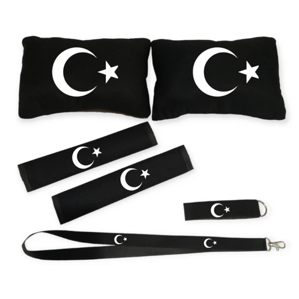 AY YILDIZ SİYAH KONFOR SETİ YASTIK SETİ BOYUN YASTIĞI SEYAHAT KOLTUK BAŞLIĞI ürün görseli 1