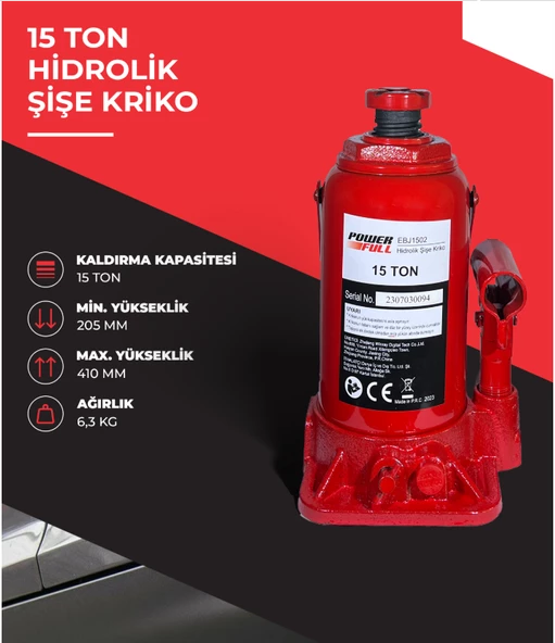 Powerfull 15 Ton Hidrolik Şişe Kriko - Resim 3