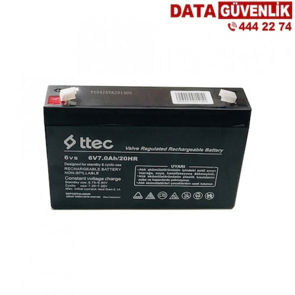 Ttec 6V 7Ah 20Hr Bakımsız Kuru Akü ürün görseli 1