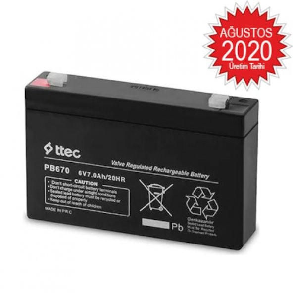 Ttec 6V 7Ah Bakımsız Kuru Akü ürün görseli 1