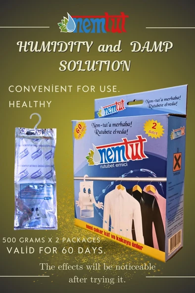 Dehumidifier Moisture Absorber Odor Remover Mold And Corrosion Preventive 1 Box 2 Packages 1 Kg ürün görseli 1