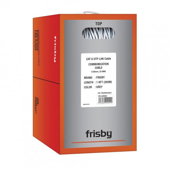 Frisby FR-CAT601 CAT6 UTP 305m Network Kablo 23 AWG Gri Yeni Seri ürün görseli 1
