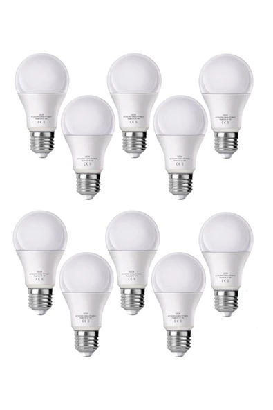 10 Adet 9 Watt Enerji Tasarruflu Beyaz Işık Led Ampul ürün görseli 1